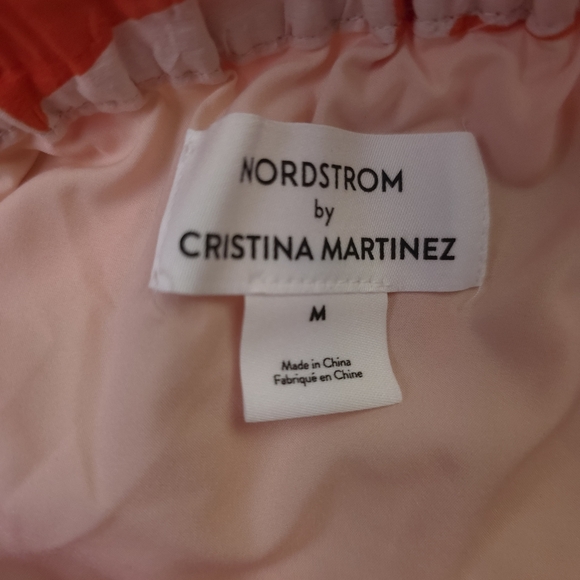 Nordstrom Christina Martinez Red & White Tie-Shoulder Sundress Sz M - Picture 3 of 11
